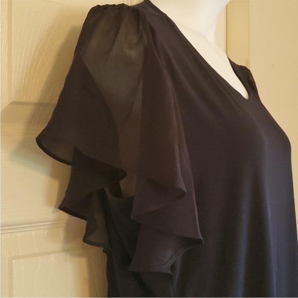 Calvin Klein Navy Blue top size XL with round neck and flutter sleeves - Picture 5 of 7